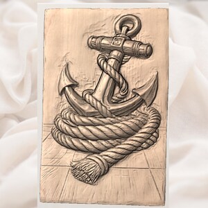 Nautical Anchor Rope 3D Relief STL File view 3