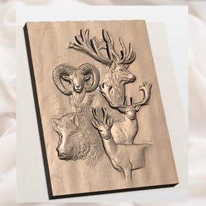 Hunting Animals 3D Relief STL view 2