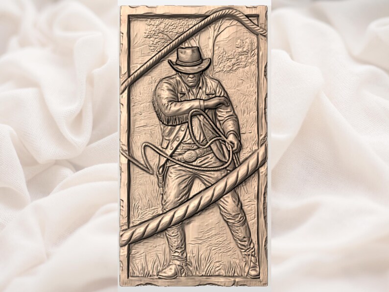 Cowboy Lasso Relief | Western Cowboy Roper | Lasso Wall Decor | Rustic Ranch Art | Western Wall Art | Ranch Roper Panel image 3