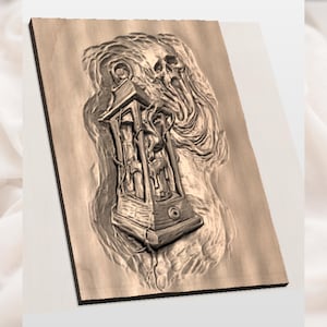 Haunted Lantern Skull Ghost 3D Relief STL File view 2
