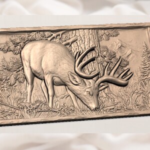 Antlered Deer Forest Scene STL view 3