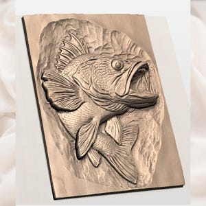 Bass Fish 3D Relief STL File view 3