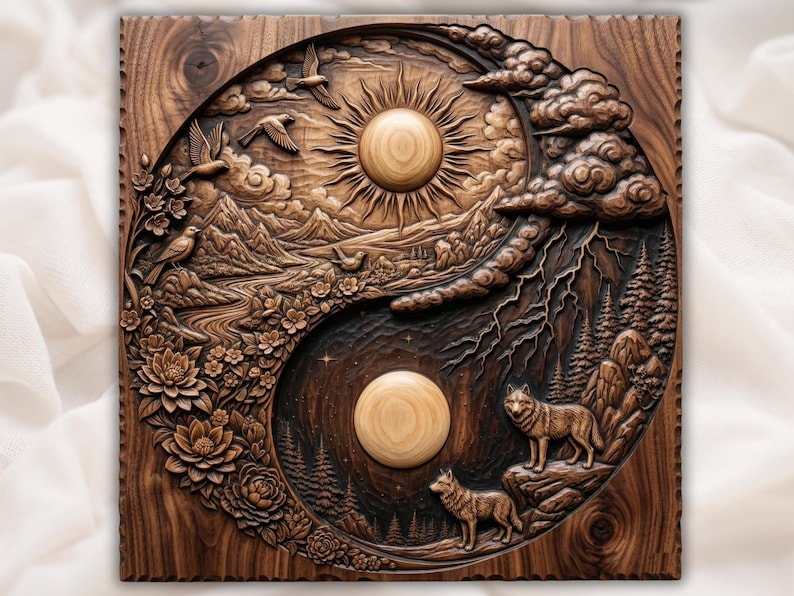 Yin Yang Wolf Relief