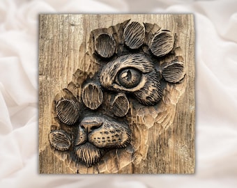 Dog Paw Print 3D Relief STL File | Hidden Puppy Face Paw Wood Grain CNC Carving | Pet Lover Wall Art | 3D Print & Laser Engraving