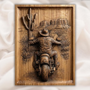 Western Cowboy Biker 3D STL File view 1