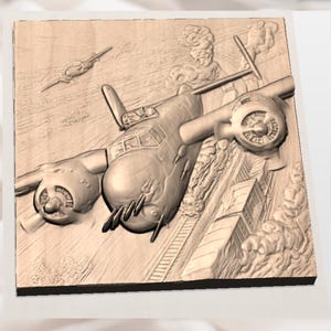 WW2 Bomber Train Attack 3D Relief STL view 3