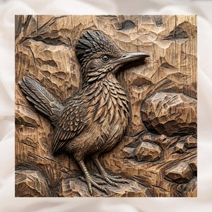 Roadrunner Bird 3D Relief STL view 1