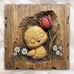 Cute Chick STL 3D Relief view 1