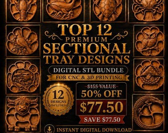 Serving Trays Bundle STL files  for CNC Router | Food Platter Woodworking Trays | Wooden Serving Trays Carving | Kitchen Decor
