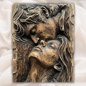 Romantic Couple 3D Relief STL File view 1