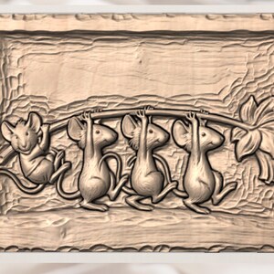Whimsical Mouse Daffodil STL view 3