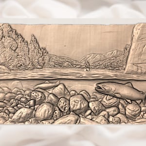 Trout River Cutaway 3D Relief STL view 2