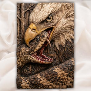 Bald Eagle vs Snake 3D Relief STL view 1