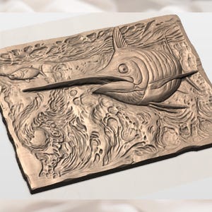 Marlin Swordfish Relief STL view 2