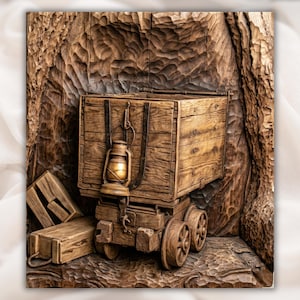 Mining Cart 3D Relief STL view 1
