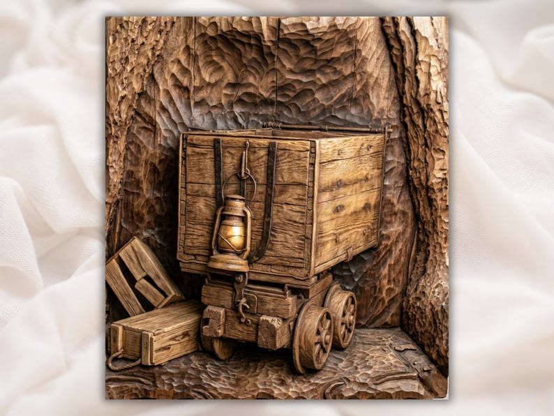 Mining Cart 3D Relief STL