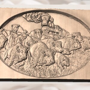 Bison Herd STL Relief view 3