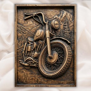Motorcycle 3D Relief STL view 1