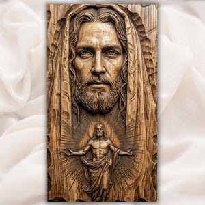 Jesus Portrait 3D Relief STL view 1