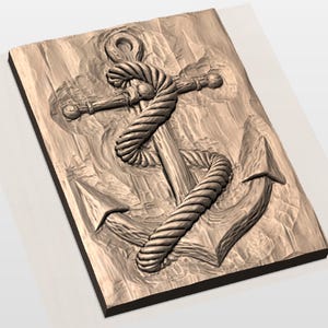 Anchor With Rope 3D Relief STL File view 2