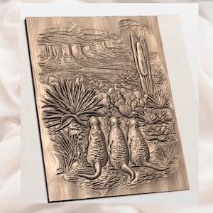 Desert Meerkats 3D Relief STL File view 2