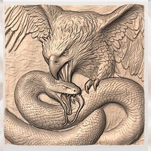 Eagle vs Snake 3D Relief STL File view 3