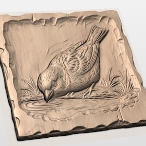 Sparrow Bird Relief STL view 2