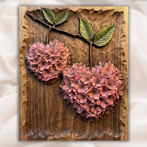 Hydrangea Heart Relief STL view 1