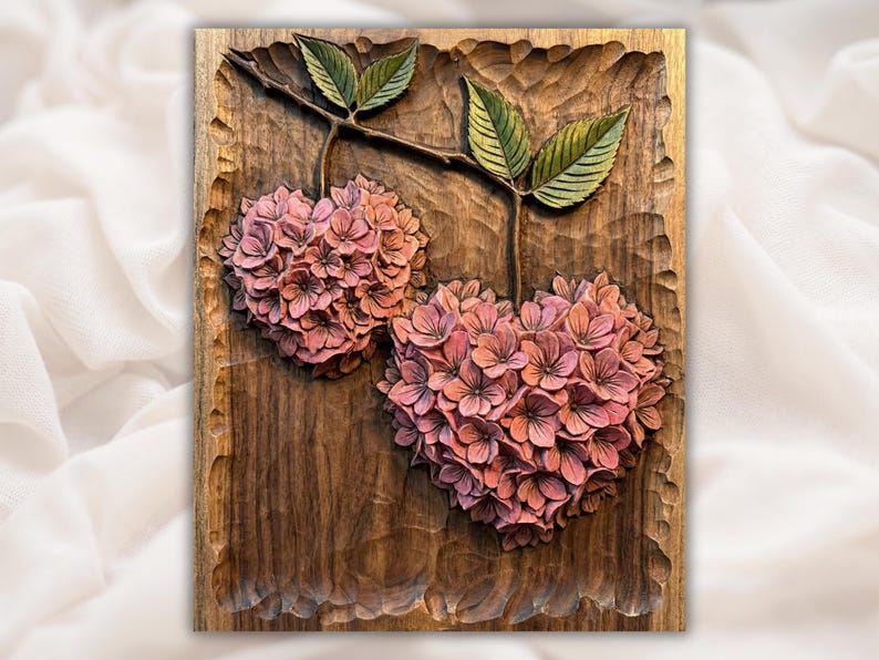 Hydrangea Heart Relief STL