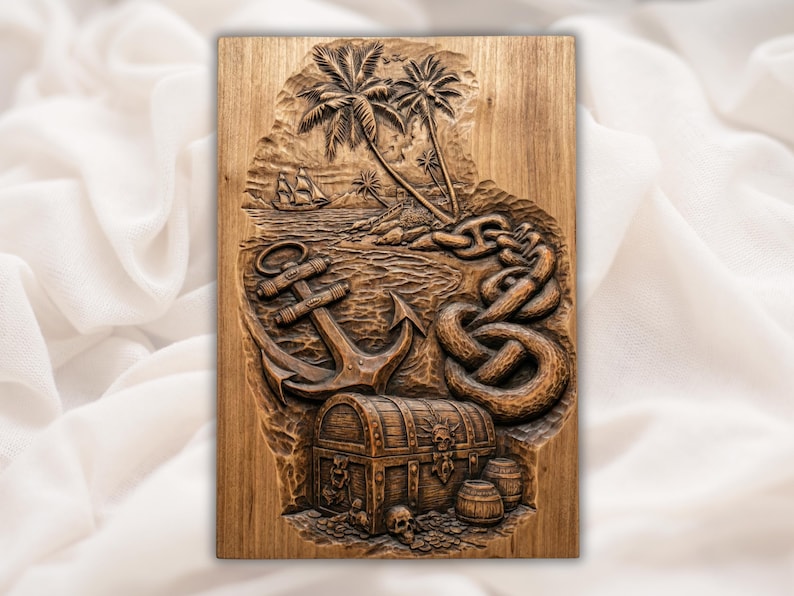 Pirate Treasure Island 3D Relief STL