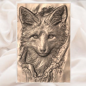 Fox Face 3D Relief STL view 3