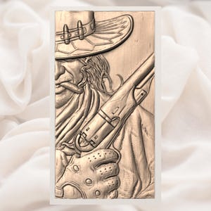 Gunslinger Close-Up 3D Relief STL view 3