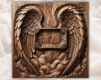Heavenly Angel Wings STL Panel | Spiritual CNC File | Memorial Plaque Design |Angel Wings Frame Relief | Christian Home Decor