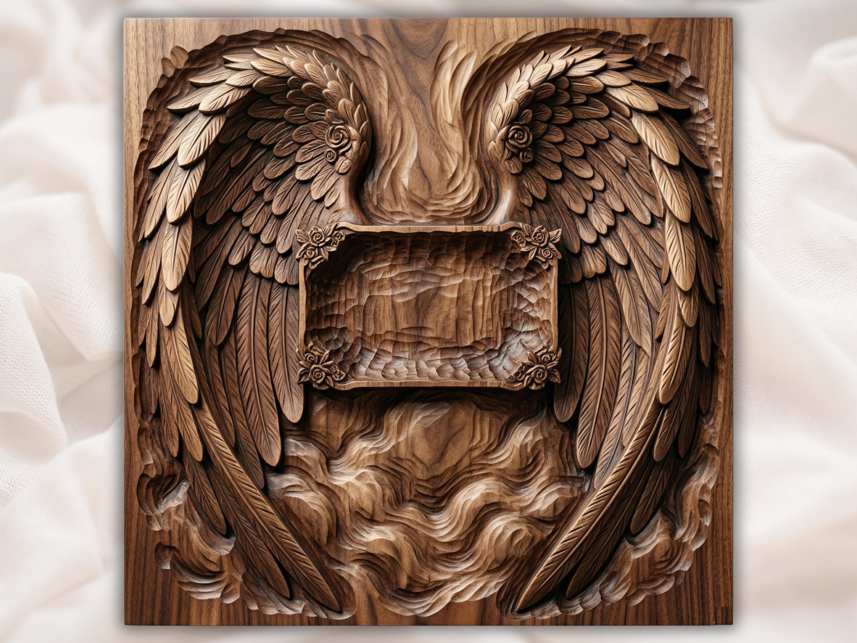 Heavenly Angel Wings STL Panel | Spiritual CNC File | Memorial Plaque ...