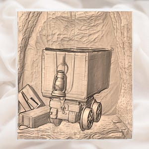 Mining Cart 3D Relief STL view 2