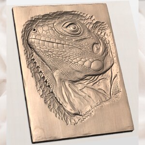 Iguana Lizard 3D Relief STL view 2