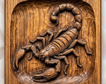 Scorpio Zodiac Astrology Scorpion CNC Relief STL | Celestial Star Sign Wall Art | Ornate Wood Carving Design