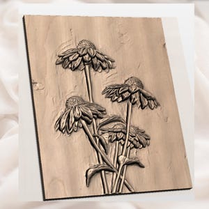 Wildflower 3D Relief STL view 3