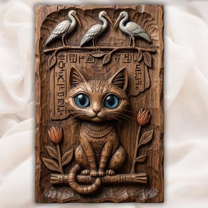 Bastet Cat Relief STL view 1