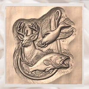 Hunting & Fishing 3D Relief STL view 3