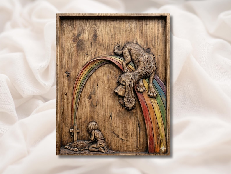 Rainbow Bridge Dog Memorial 3D Relief STL