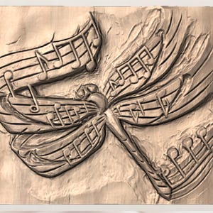 Music Dragonfly 3D Relief STL File view 3