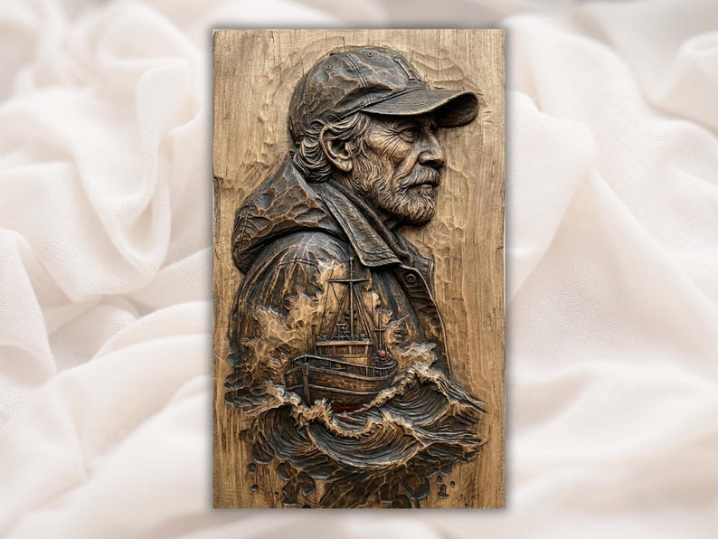 Fisherman Portrait 3D Relief STL File