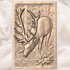 Antlered Deer Forest Scene STL view 3