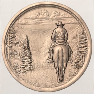 Round Cowboy Horse STL view 3
