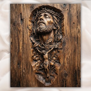 Jesus Crucifix 3D Relief STL view 1
