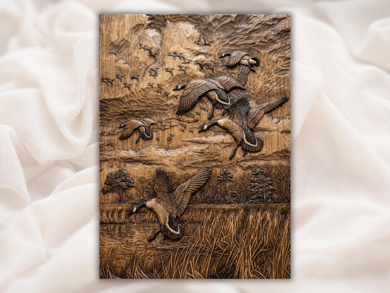 Mallard Ducks Flock 3D Relief STL