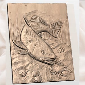 Bass Fish & Crab 3D Relief STL for CNC Router view 2