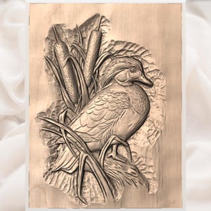 Wood Duck 3D Relief STL File view 3