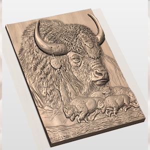 Native Buffalo 3D Relief STL view 2